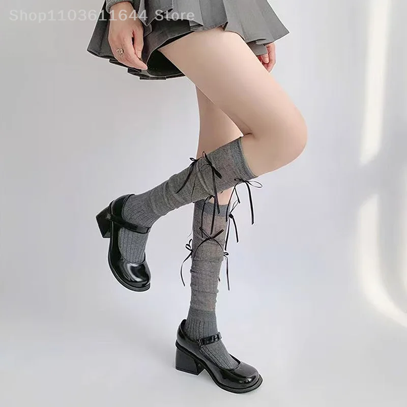1/2/3 Pair Punk Women Calf Tie Leg Cover Socks Ballet Strappy Calf Socks Thin Stocking Y2K Lolita Gothic Japanese JK Club Cospla