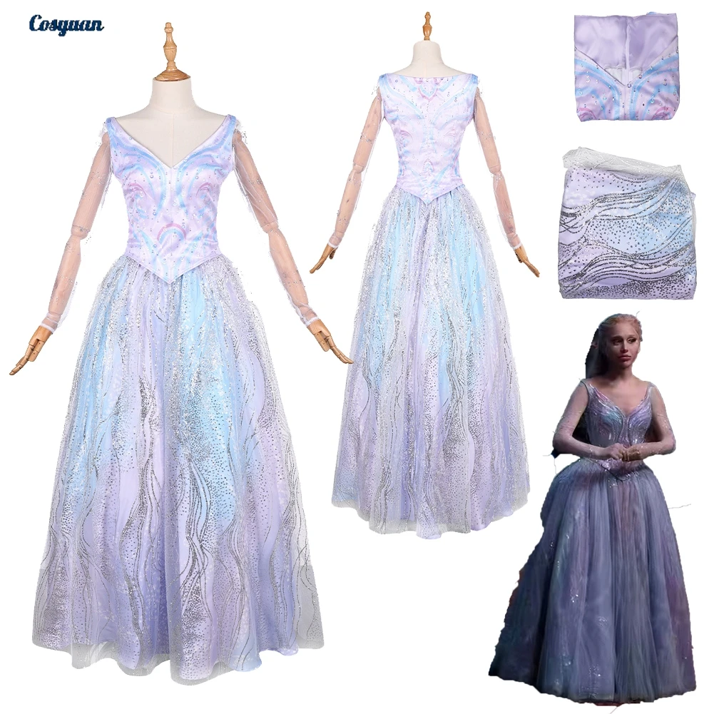 

2025 Movie Wicked Cosplay Glinda Dress Clothes For Women Adult Party Disguise Halloween Costume Carnival Roleplay Outfits Suits