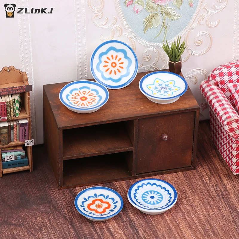 ▶ 5 قطعة 1:12 دمية محاكاة أطباق بورسلين أزرق أبيض دمية المطبخ الديكور دمى اكسسوارات المنزل #4