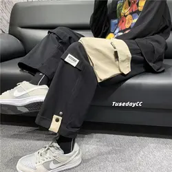 2024 Spring New Wide Leg Cargo Pants Men Korean Fashion Streetwear Baggy Joggers Pants Men Sweatpants Leisure Men Clothing Y2k