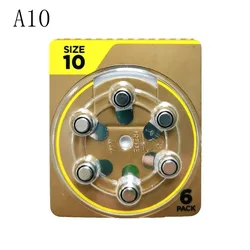 6PCS/LOT A10 Hearing Aid Batteries A10 10 PR70 PR536 Button Cell Zinc Air Battery 1.45V