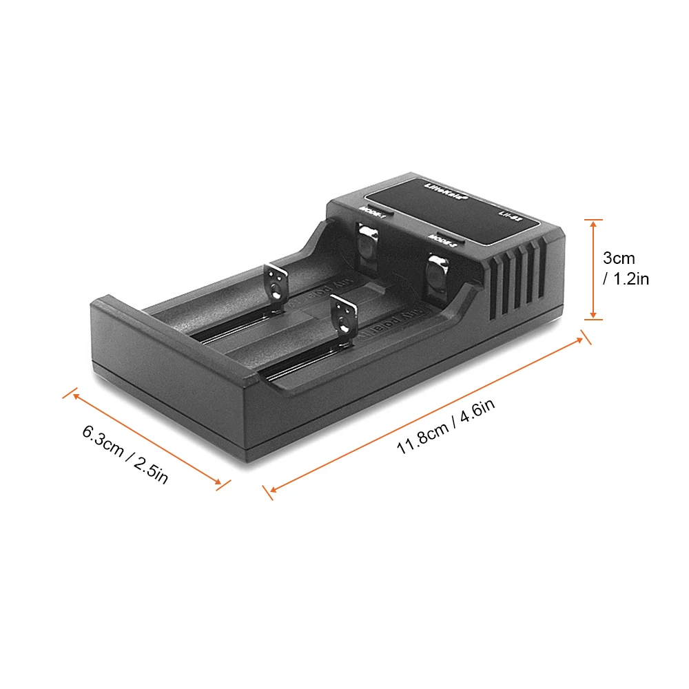 Liitokala Lii-S2 Battery Charger LCD 2 Slots for 18650 26650 21700 18350 AA Lithium NiMH Battery Auto-polarity Detector Charger