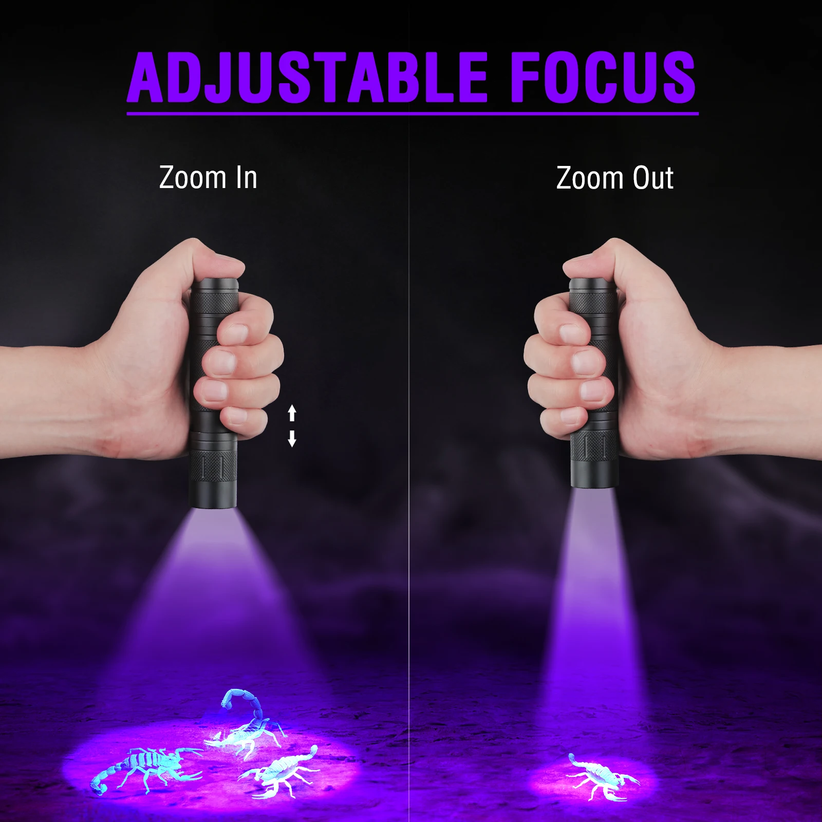 UltraFire SP10UV 395nm UV LED Flashlight 18650 21700 Zoomable Black Light Invisible Cat Dog Urine Tinea Ore Fluorescence Light