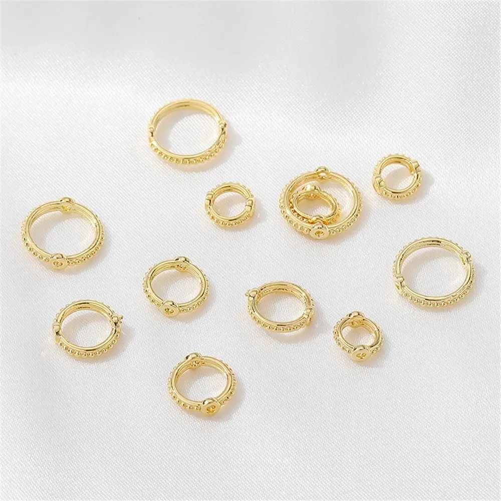 14K Goud-Kleur Dubbele Gat Kant Ring Kraal Ring Handgemaakte Diy Parel Kraal Ring Kraal Ornament Materiaal accessoires Q005