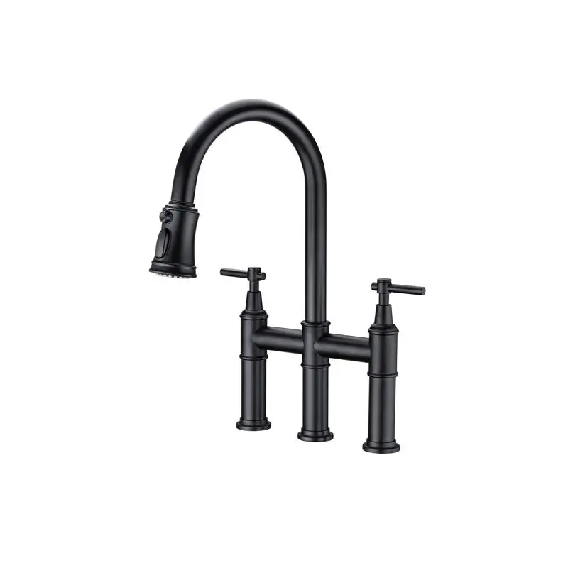 

Pull Down Double Handle Kitchen Faucet with Pullout Sprayer, Modern Design for Easy Cleaning and Versatile Use in Home Kitchens