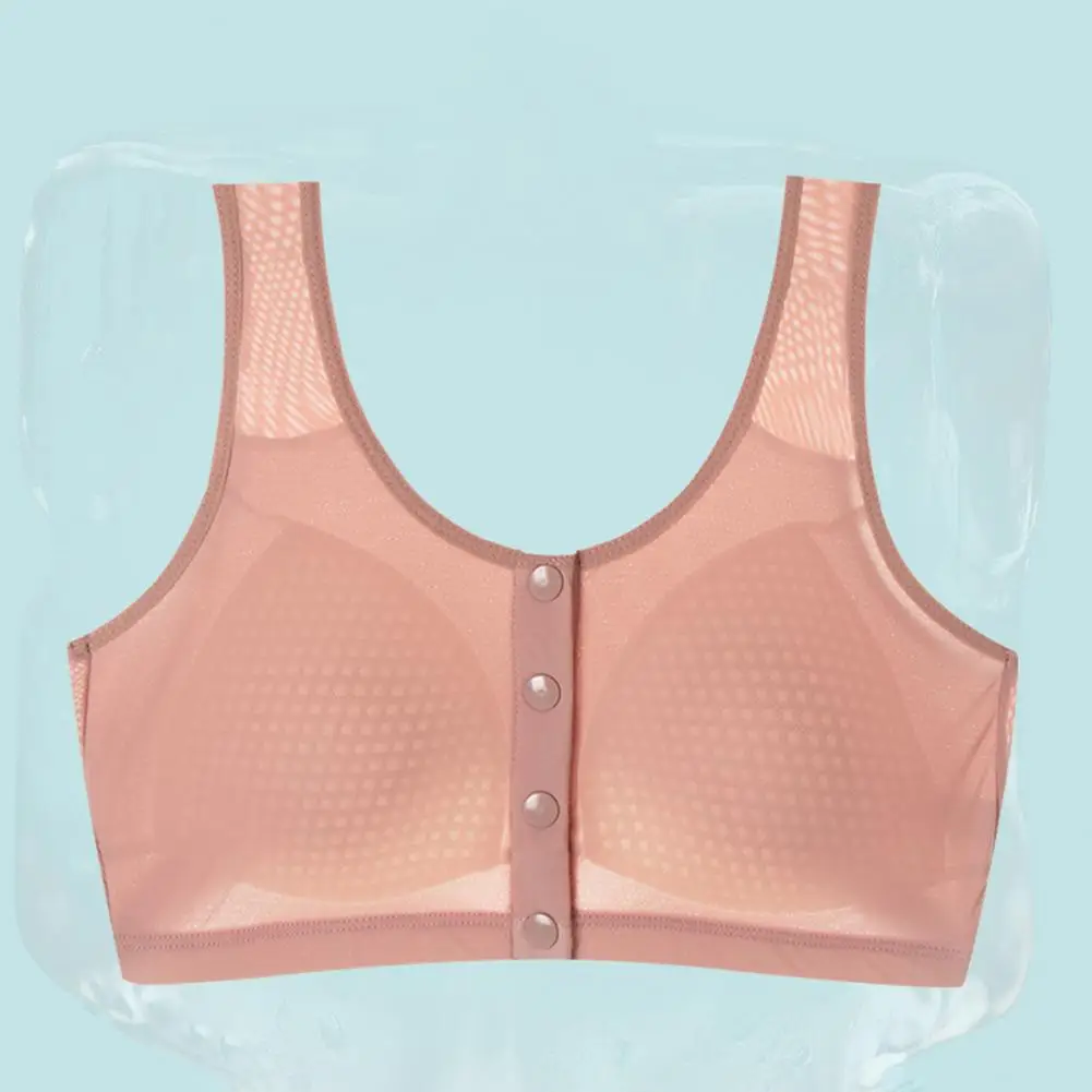 Comfortable Bra Without Steel Rings Women Nylon Bra Women’s Front Button Closure Bra Breathable Cotton Ventilated Sports
