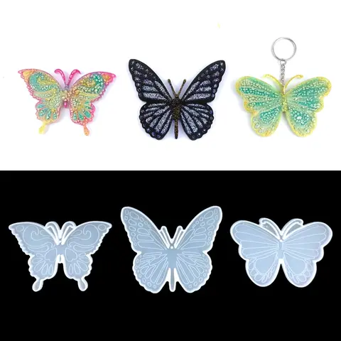 Borboleta pingentes de cristal epóxi molde artesanal chaveiro resina silicone molde diy artesanato jóias parede pendurado decoração pingente