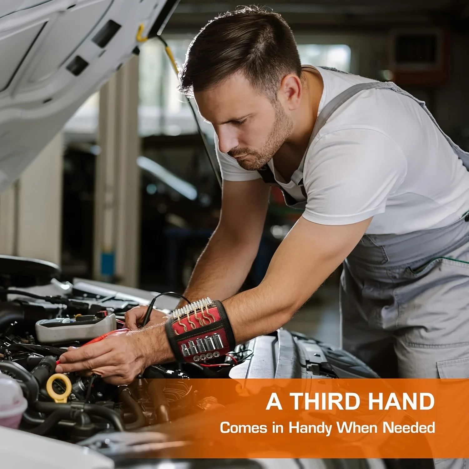 Strong Magnet Wristband for Holding Hardware, Portable Tool Belt for Motorcycle Car Repair Practical Gifts for Men Husband view 3