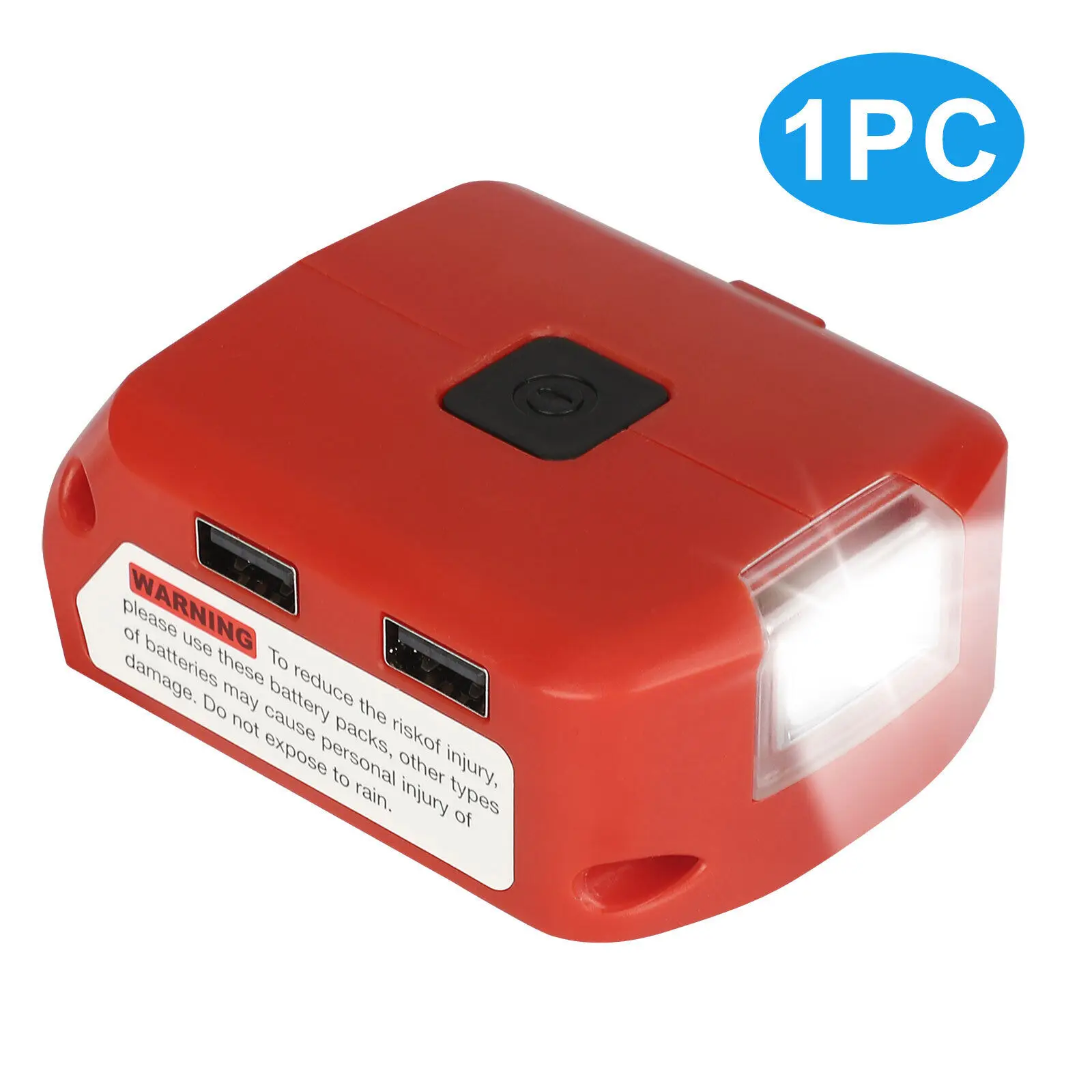 Battery Adapter for Milwaukee 18V Li-ion Battery Power Source with Dual USB 5V/2.1A 3W LED Work Light