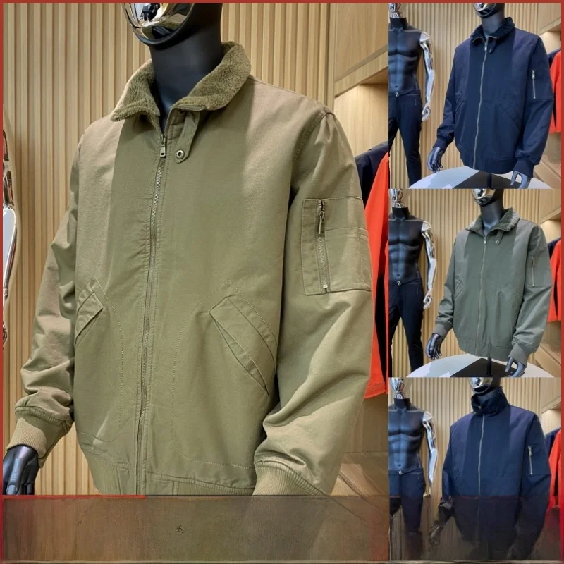 

Retro American Waed Fce Lined Thiened Warm Autumn Winter Men's Sli Tank Jaet Coat Stand Fit Long Sve Flip ...