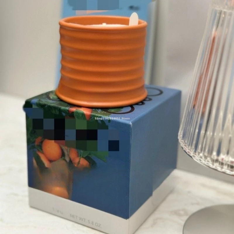 170 جرام هدية صندوق معبأ جرة السيراميك بسيط مخطط الروائح شمعة كوب المنزل الغلاف الجوي الداخلي العطر زخرفة شمعة #2