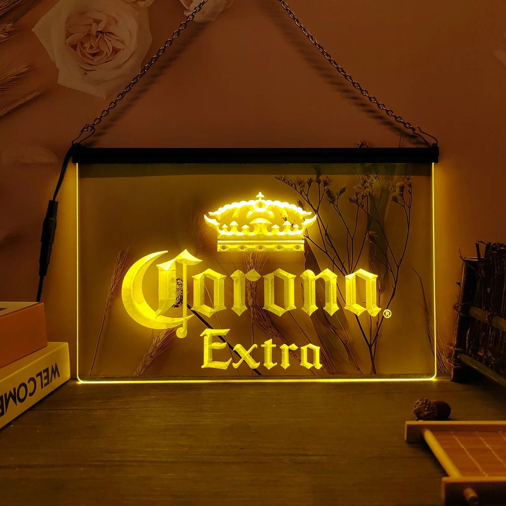 Corona Extra Beer Bar Pub Cafe LED Neon Sign-3D Carving Wall Art for Home,Room,Bedroom,Office,Farmhouse Decor