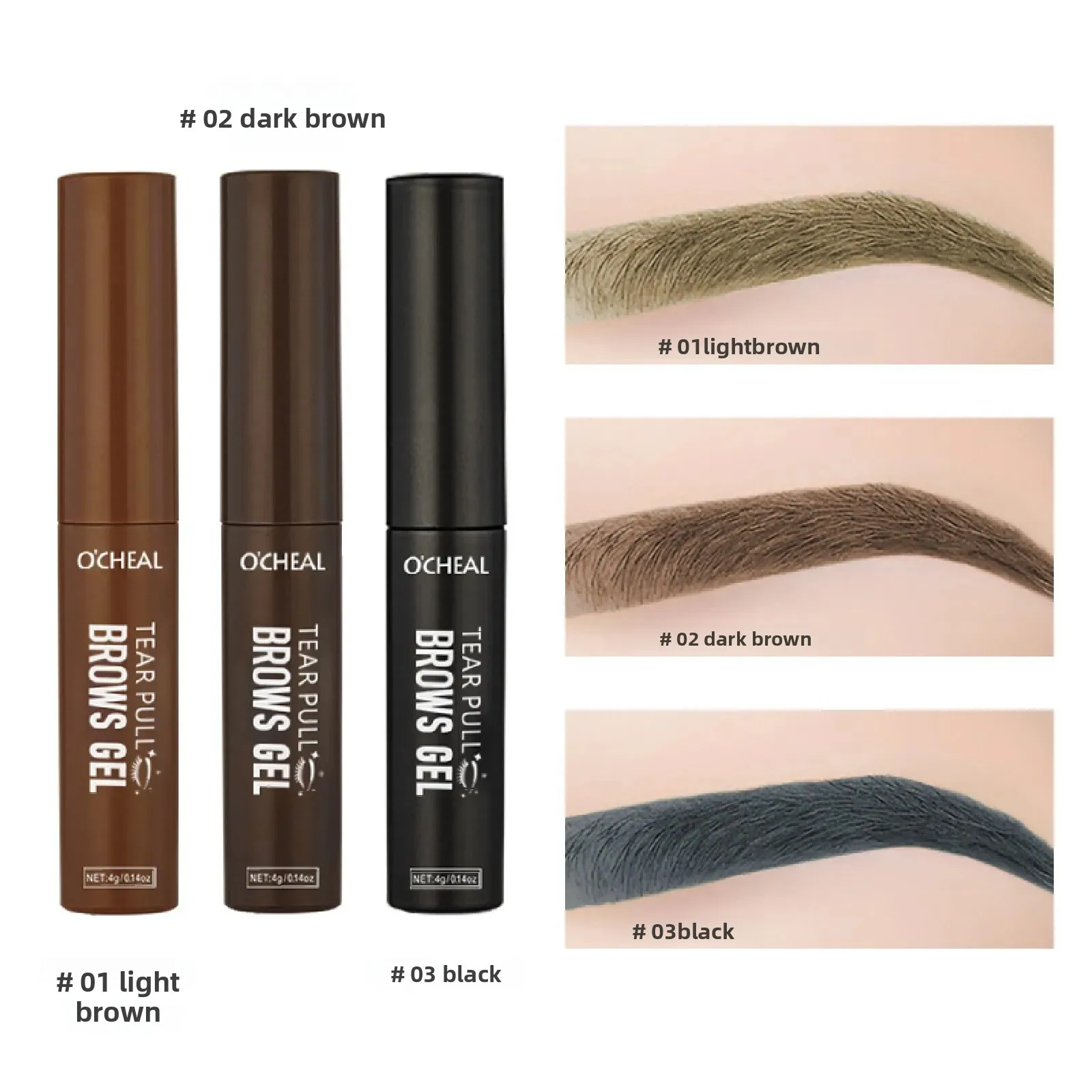 Tinte para cejas O'CHEAL - Pull & Tint, Raíz - de - Definición de raíces, Natural & Wild - Look Brows, larga duración, resistente al agua y al sudor