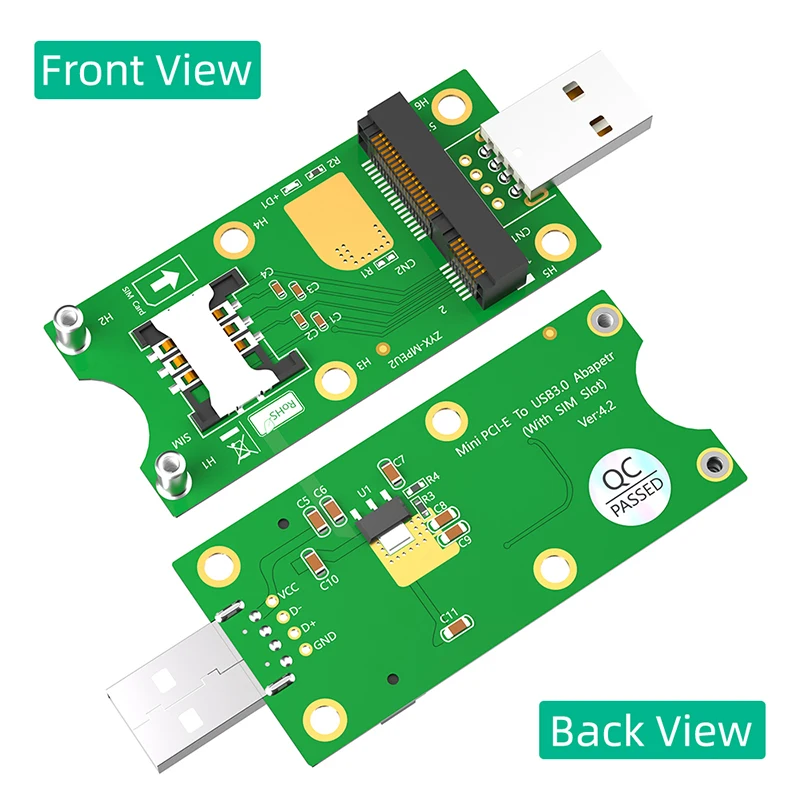 Mini PCIE 3G/4G Module to USB 3.0 Network Adapter Card Riser with SIM Slot Power LED Supports WWAN LTE GPS Mini PCI Express Card