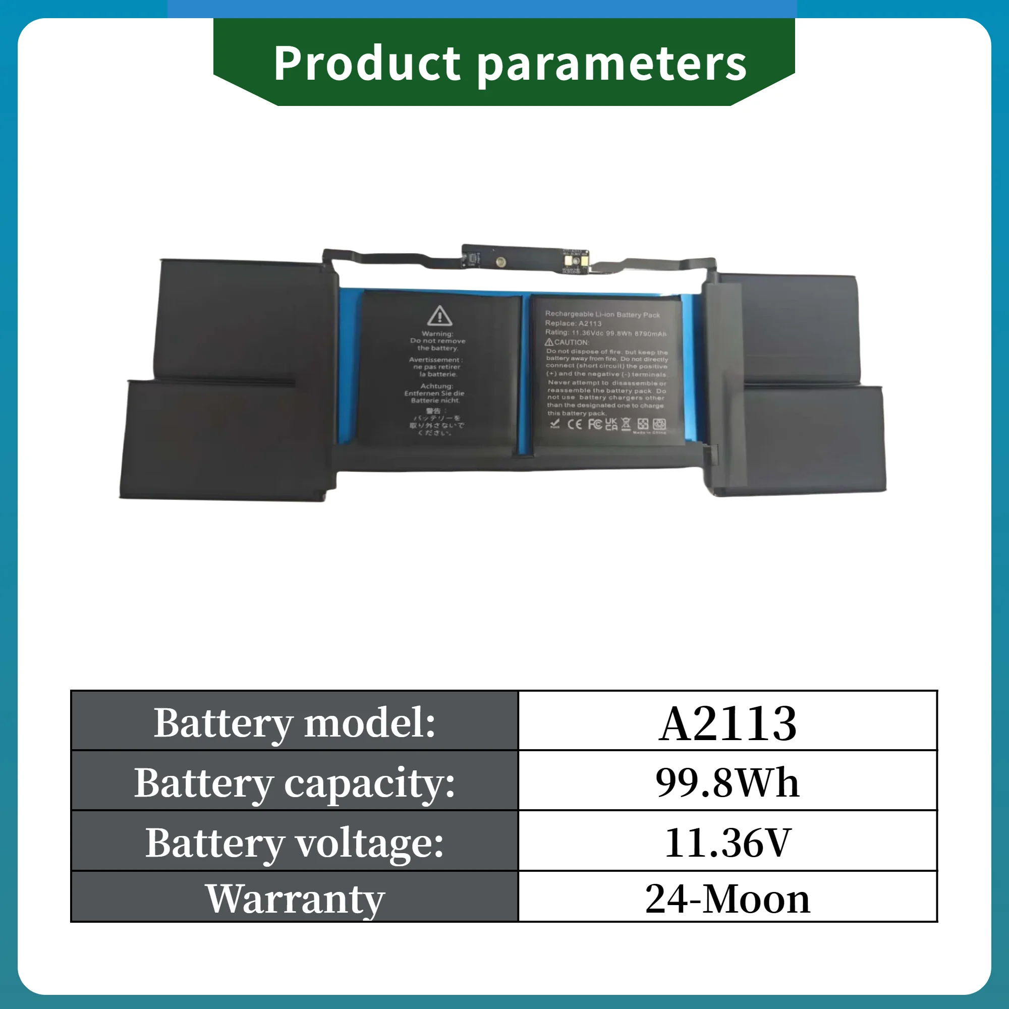 Factory Direct! A2113 Battery for MacBook Pro 16