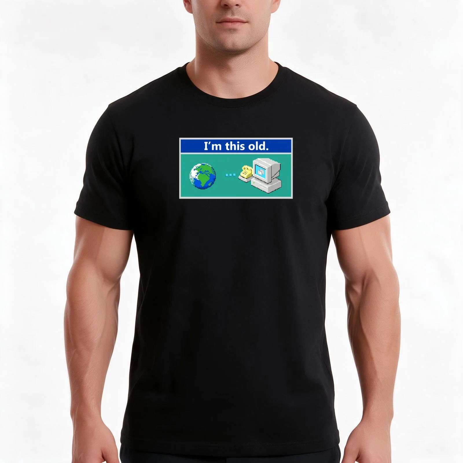 As Old As Dial-Up Internet T-Shirt, Summer Casual Cotton Tee, Oversized Streetwear Tops, Vintage Graphic Print, Unisex Men Women