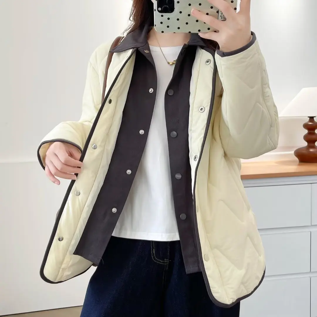 

XXXXL модные женские парки больших размеров, искусственные двойки, тонкие стеганые куртки с лацканами, теплые и стильные пальто 2539