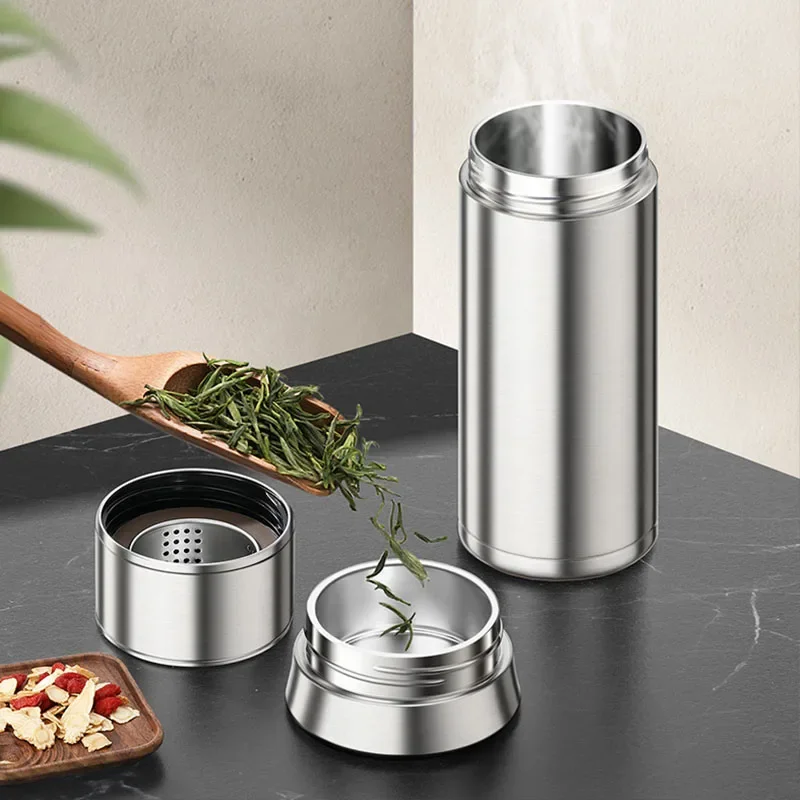 400/500ml Stainless Steel Business/Vehicle Thermal Water Bottle With Tea Strainer,Double-layer Vacuum Drinkware,Tea Brewing Cup