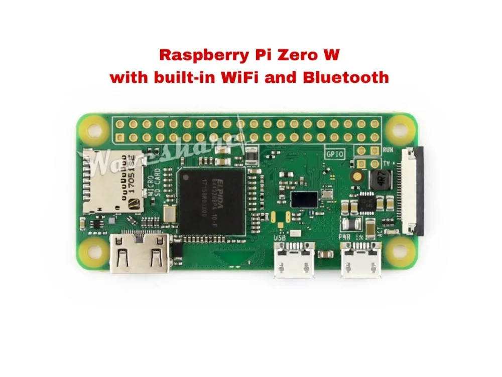 Raspberry Pi Zero W Wireless Pi 0 with WIFI and Bluetooth 4.1 1GHz CPU 512MB RAM,1GHz ARM11 single-core