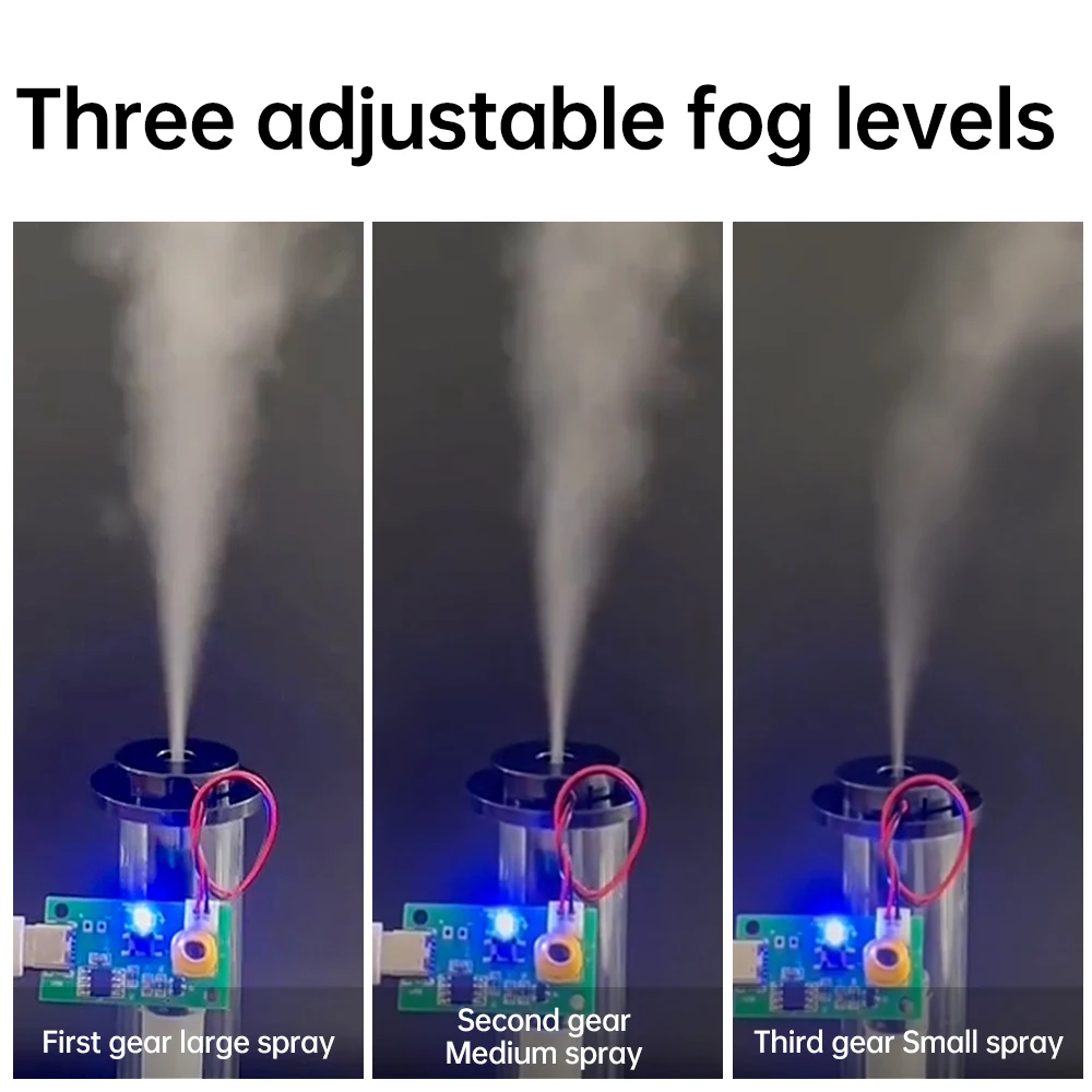 DC 5V Three Gear Adjustable Fog Volume Single Spray Humidifier Module Ultrasonic Atomization Control Board Type C Interface