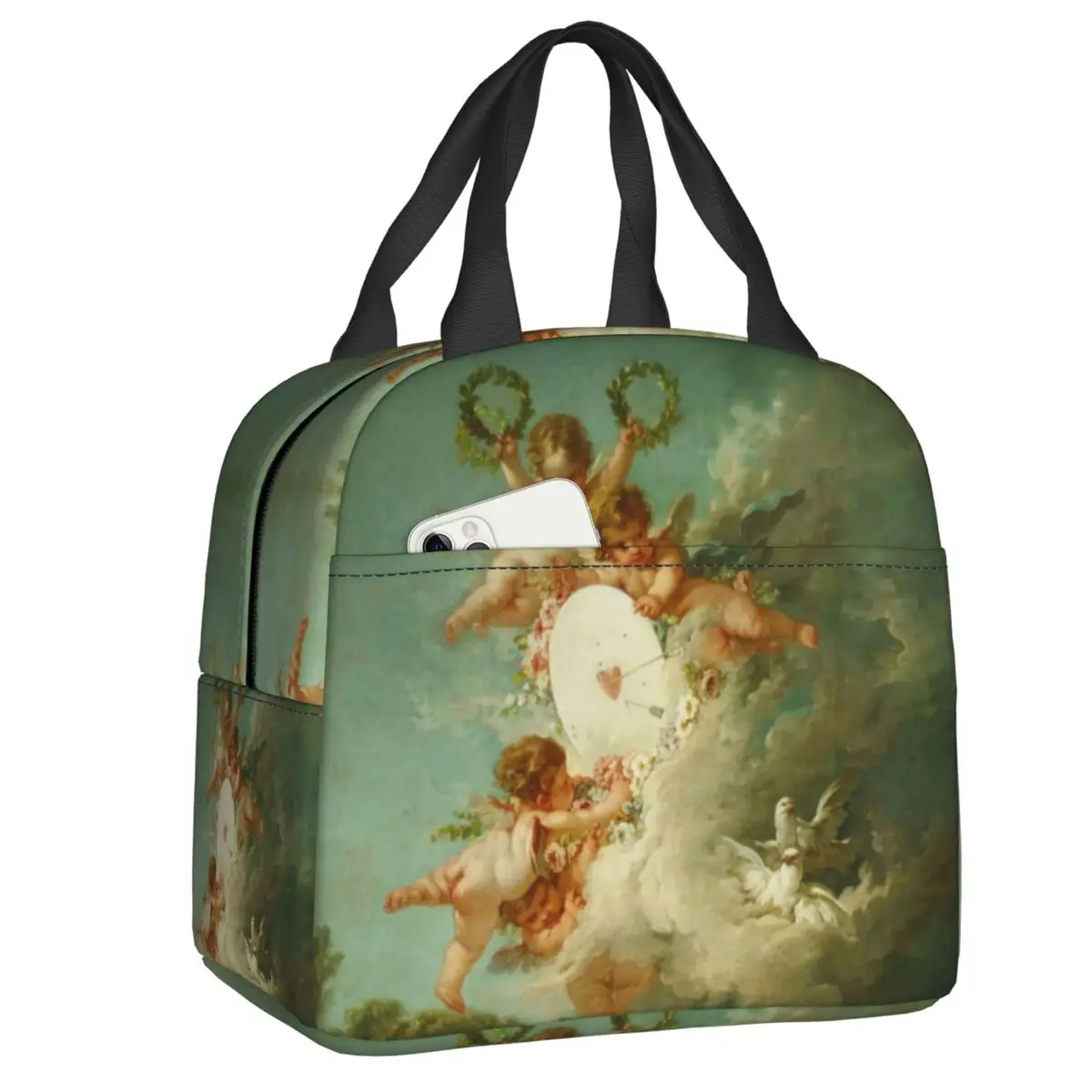 

Mythological Angels Insulated Lunch Bag Renaissance Cherubs Waterproof Cooler Thermal Lunch Box Women Food Container Tote Bags