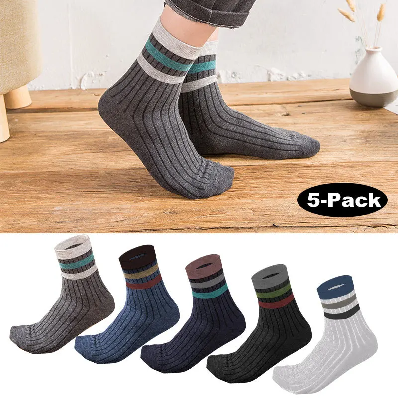 

Men's Premium Combed Cotton Business Socks Classic Colorful Socks Soft Breathable Summer Winter for Male Socks