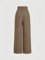 Women's plaid wide-leg trousers, retro high-waisted casual trousers, cargo style trousers with belt - Image 2