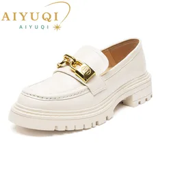 AIYUQI Women Loafers Sneakers Spring Genuine Leather Platform Shoes Women Casual British Style Female Penny Shoes