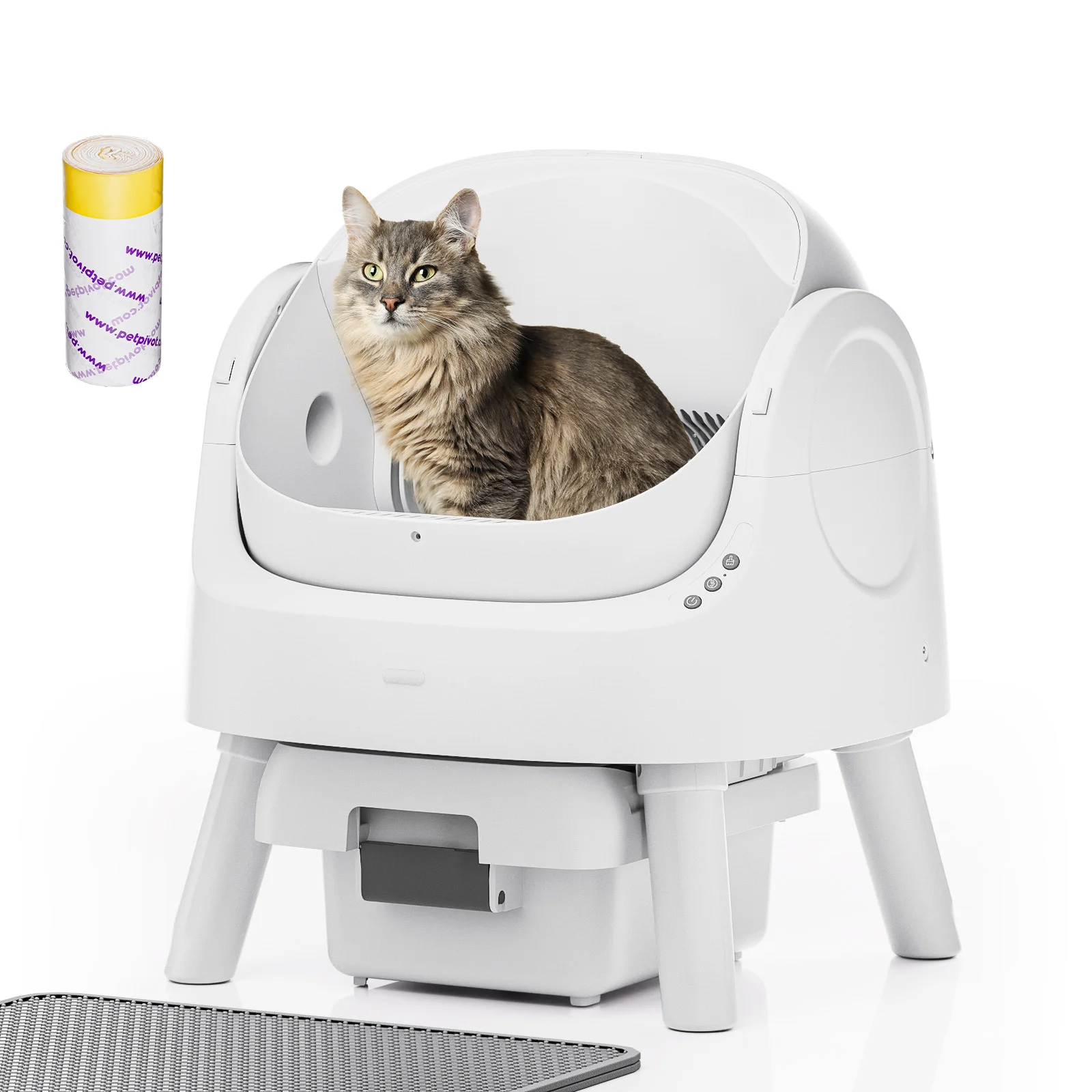 

Automatic Box with Big Capacity | PetPivot Round Self-Cleaning Cat Toilet - Multi-Pet Friendly