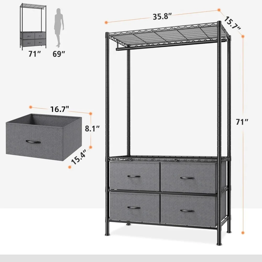 Clothes Rack,Clothing Racks for Hanging Clothes Rack Heavy Duty Clothing Rack Adjustable Clothe Rack for Hanging Clothe Metal