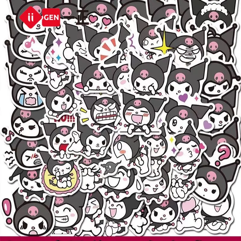 

50/100 Sheets Of Sanrio Stickers Cartoon Cute Hand Account Decoration Kuromi Waterproof Sticker Stationery Supplies