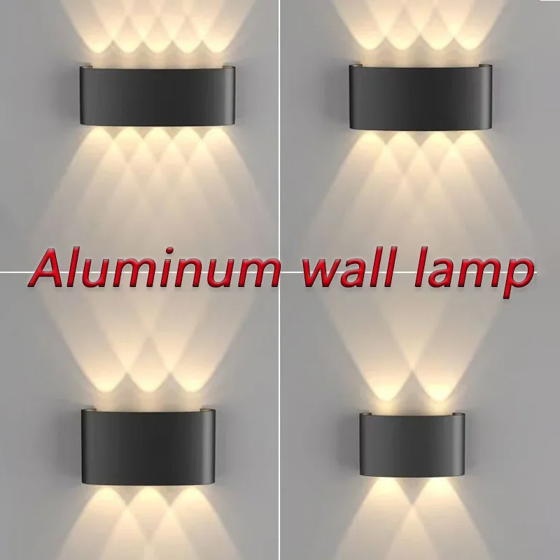 أضواء الألومنيوم في الهواء الطلق مقاوم للماء 110 فولت 220 فولت أضواء الجدار الخارجية غرفة المعيشة ممرات فناء حدائق أضواء الجدار في الهواء الطلق