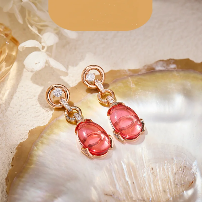 Designer Collection Style Earrings Necklace Inlay Cubic Zircon Synthetic Colored Oval Gemstone Snake Snakelike Party Choker Sets