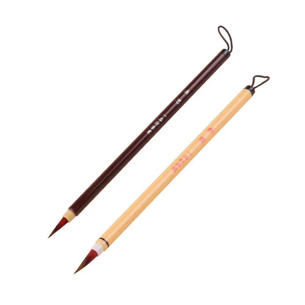 2pcs Soft Hair Chinese Brush Imitation Rabbit Hair Lightweight Painting Pen for Chinese 0.5cm Traditional Hook Line Pen School