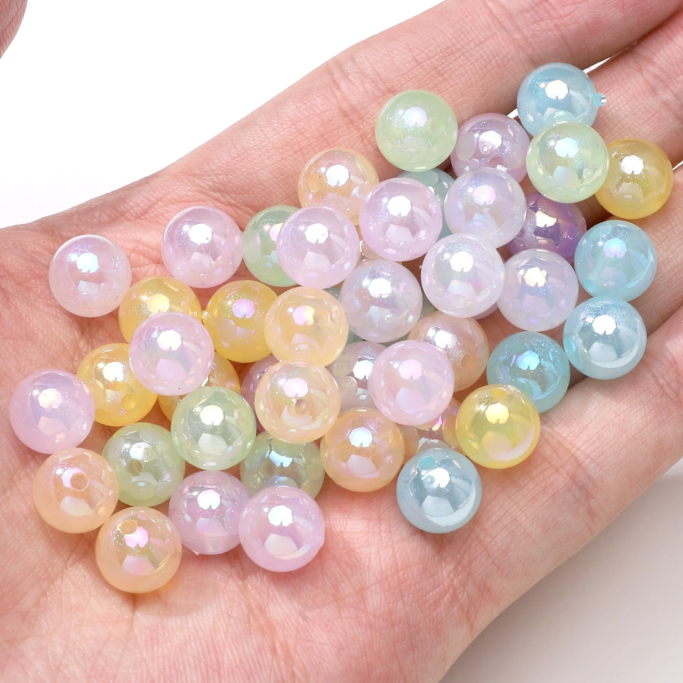20 قطعة الاكريليك UV حورية البحر حبة ثقب مستقيم الخرز المستديرة فضفاض خزر عازل ل أساور يدوية صنع المجوهرات المواد الملحقات