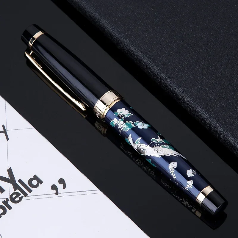 6 Colors Hongdian 1837 Metal Fountain Pen Hand-painted Chinese Style Iridium EF/F/ Curved Nib Ink Pen Excellent Writing Gift Pen