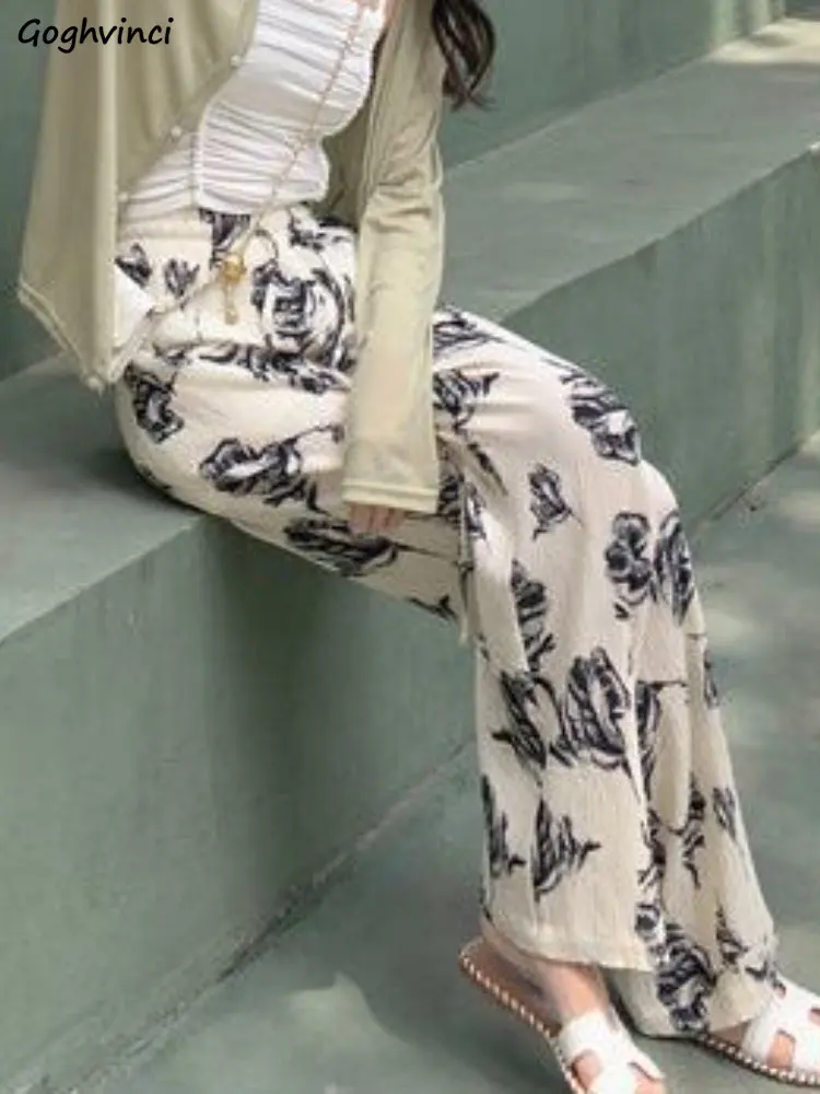 

Повседневные брюки для женщин с принтом, летние универсальные мягкие модные стильные повседневные эстетические популярные классические брюки Ulzzang Pour Femme