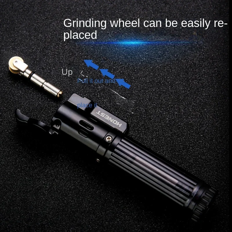 Personality Straight Blue Flame Grinding Wheel Cigar Lighter Windproof Jet Torch Turbine Inflatable Lighter Creative Smoking Set