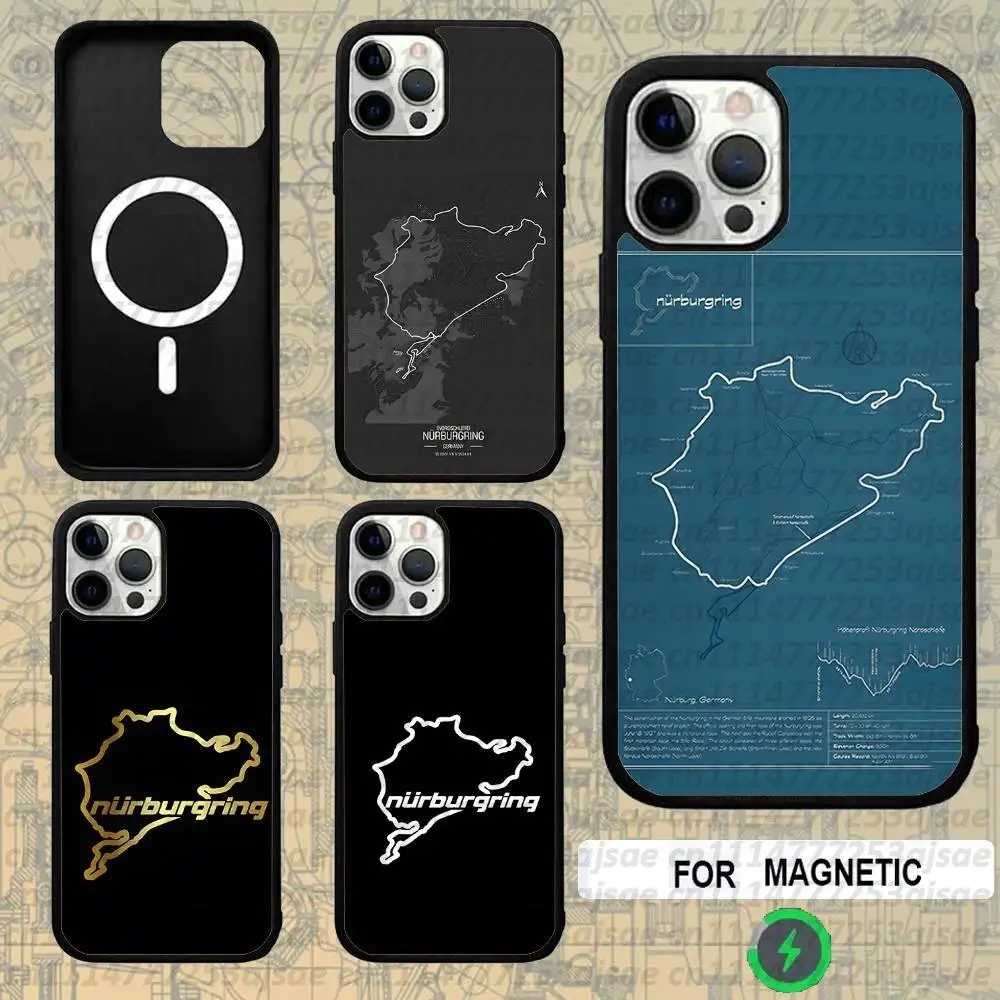 N-Nurburgring Sport Car For Magsafe Wireless Charger Case For iPhone 18,15,16,17,13,14,11,12,Pro,Max,Plus,E,Air,Mini Cover
