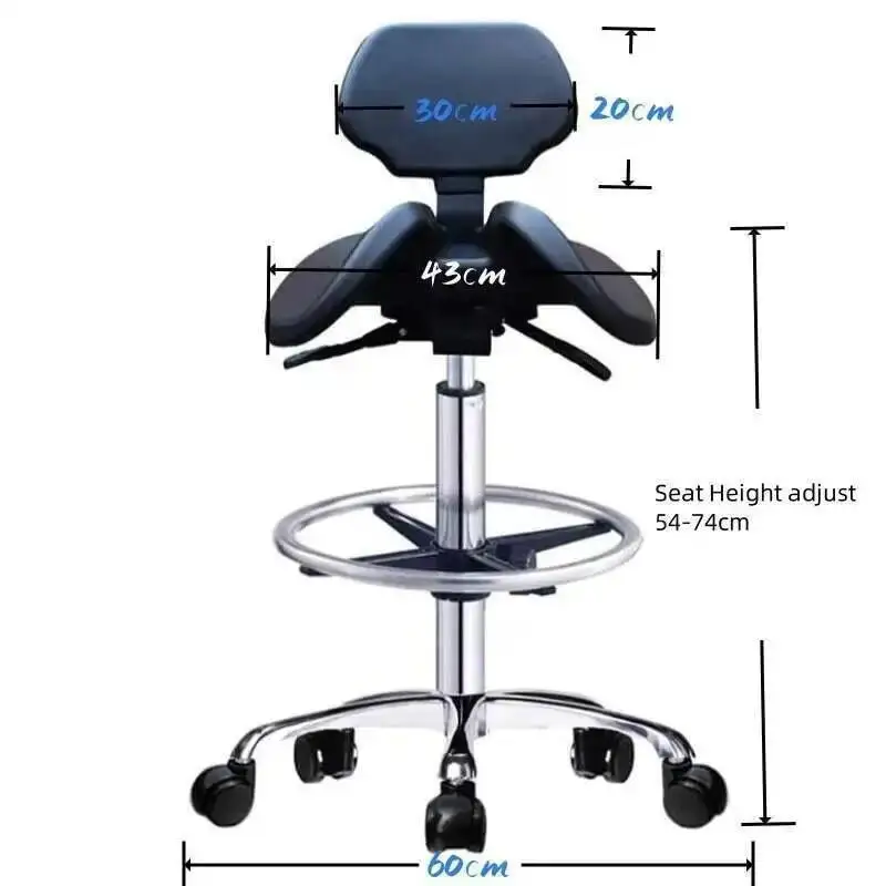 

Hydraulic Saddle Dentist Chair Height Adjustable Stool With Backrest Rolling for Clinic Office Medical Spa Massage Make Salons