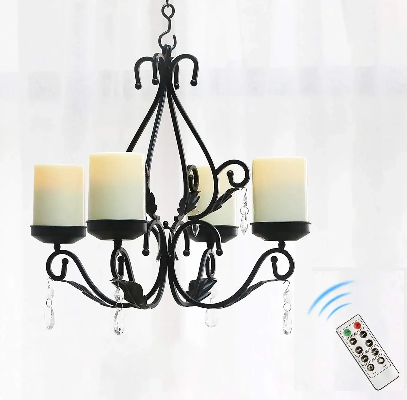 

home.Chandelier with 4pcs Battery Operated Led Candle with Remote, Table Centerpiece for Indoor or Outdoor Gazebo