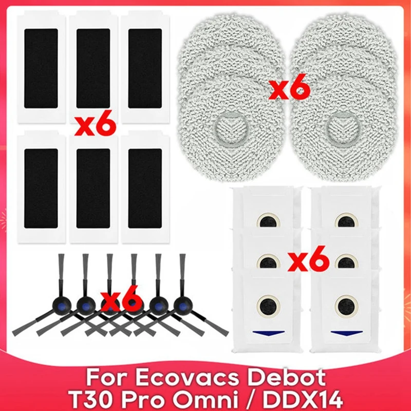 

Replacement Parts For Ecovacs Deebot T30 Pro Omni / DDX14 / T30 MAX Vacuum Side Brush Hepa Filter Mop Rag Dust Bag