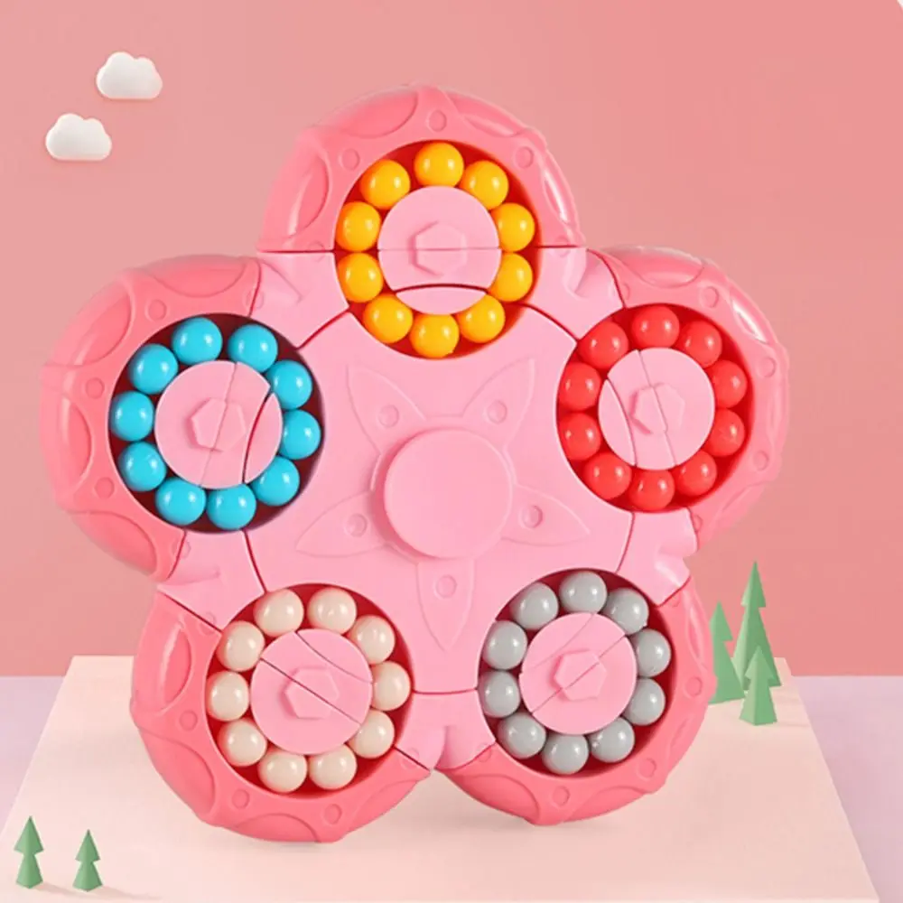 Cute Plastic Spin Bead Puzzles Game 2 In 1 Ten-sided Rotation Fingertip Cube Toys Anti-stress Early Education Intelligence Game