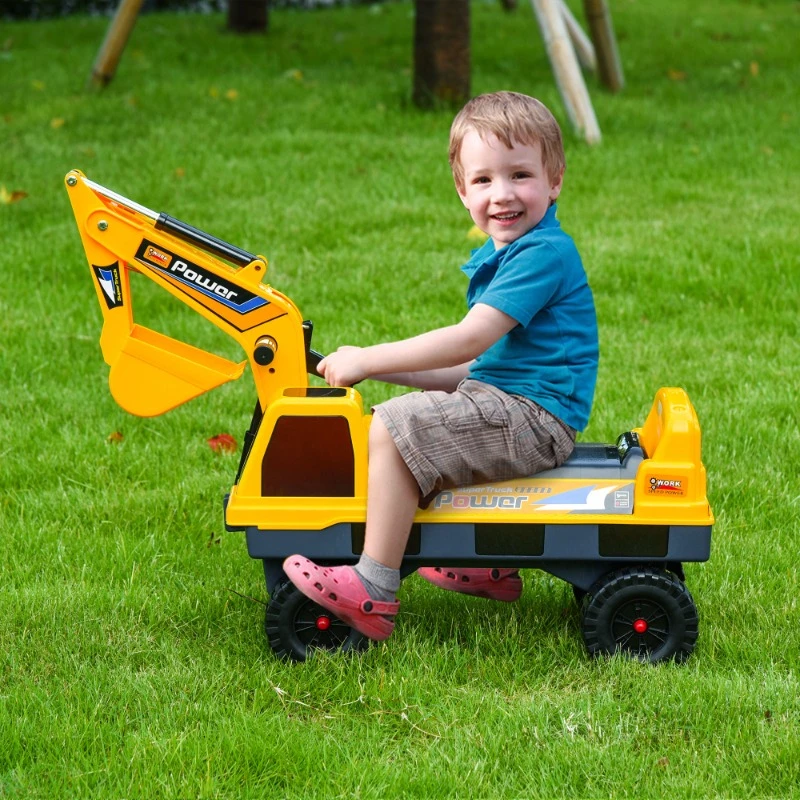 

No Power 2 in 1 Ride on Excavator with Helmet and Claw, Construction Truck Set, Multi-Functional Digger with Storage