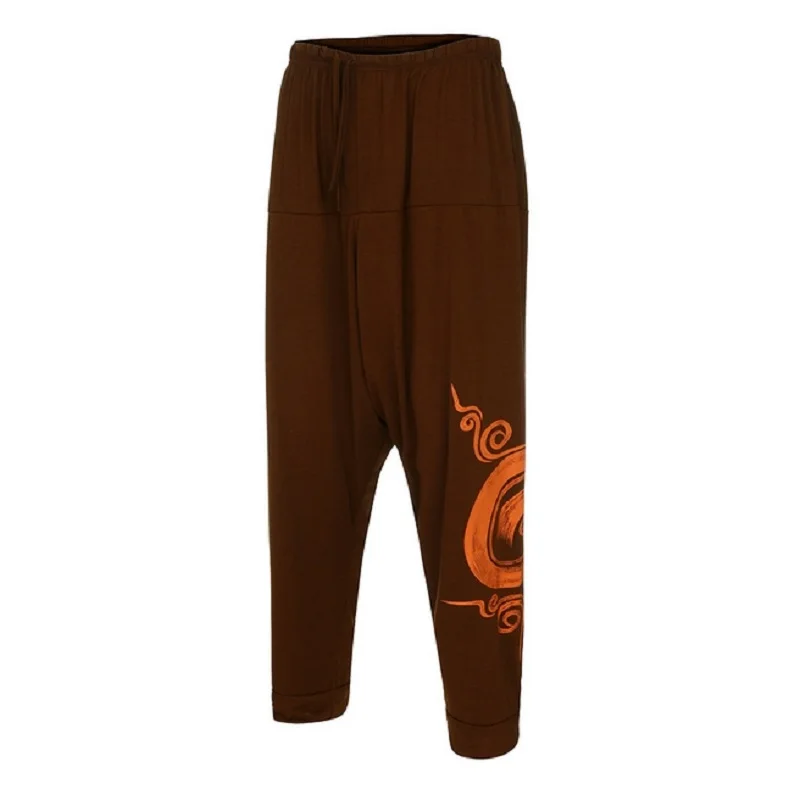 الرجال عادية مرونة الخصر فضفاض الهبي اليوغا سراويلي حريمي الرجال الهبي بوهو الغجر علاء الدين علي بابا الحريم سراويل مطبوعة غير رسمية #6