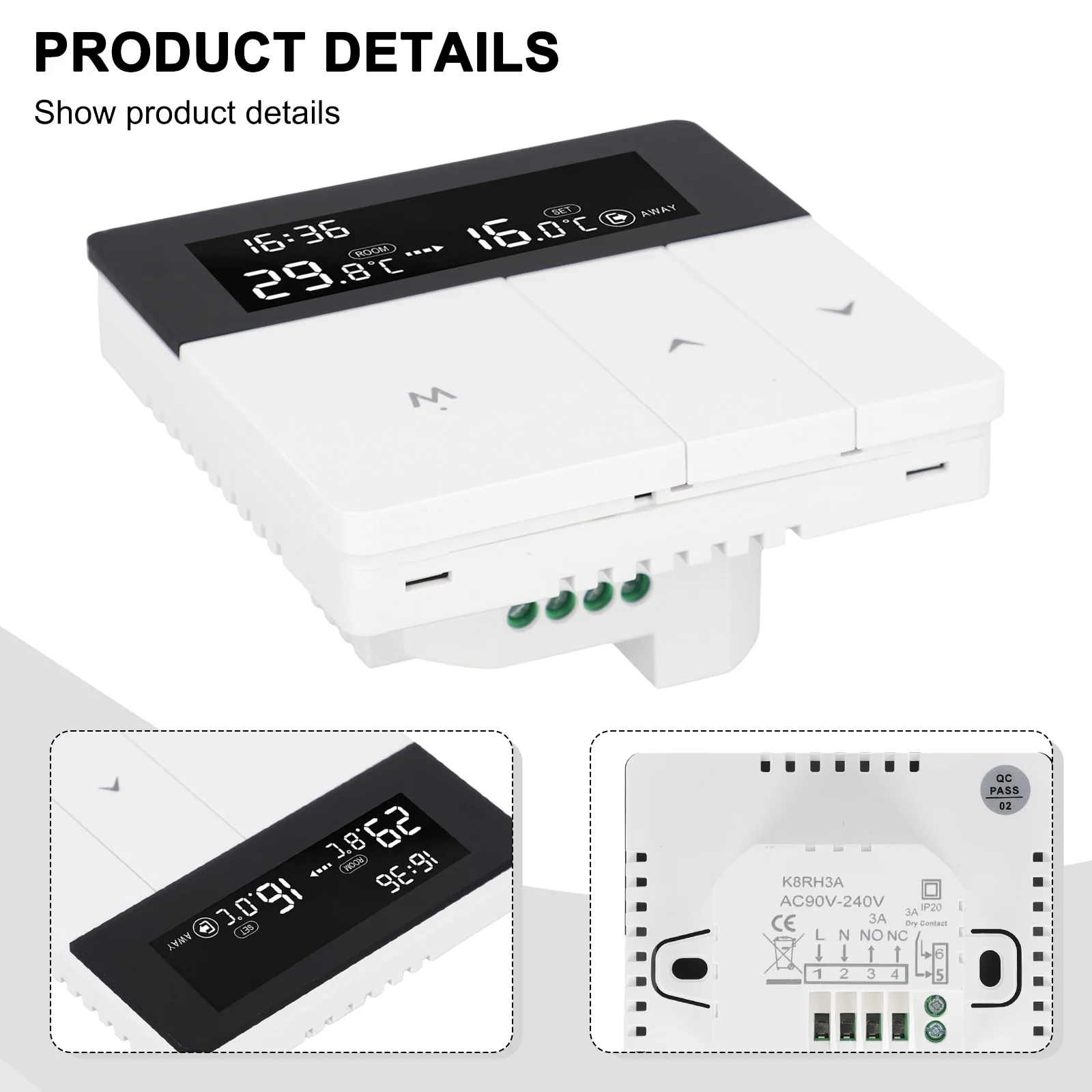 For Electric Heating Water Boiler Controller Digital Room Thermostat Digital Display Easy Installation Energy Efficient