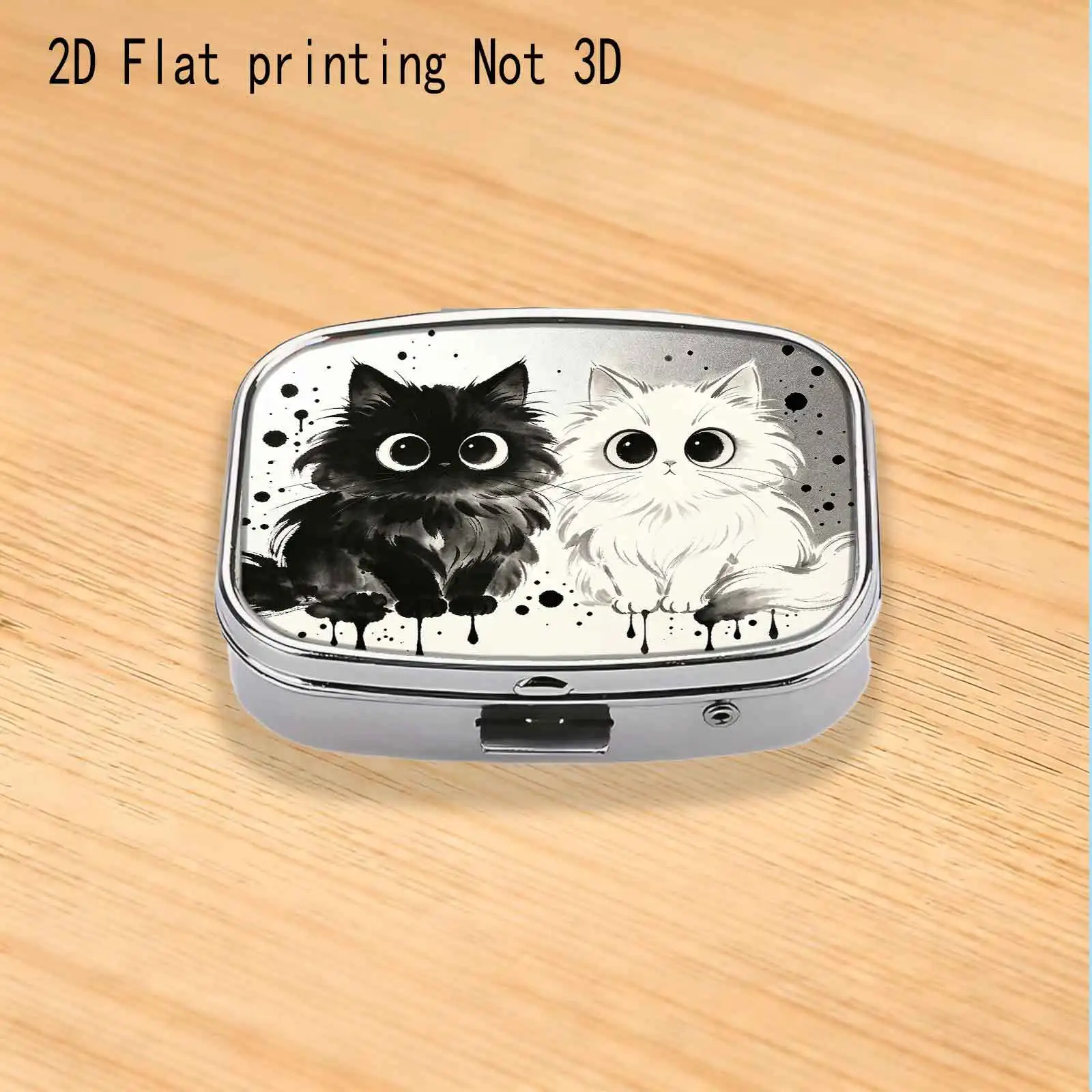 Black and White Cat Design·Creative Small Jewelry Box·Daily Use Small Medicine Box. Divided into Compartments - a Healthy Gift, Exquisite and Convenient for Carrying on Business Trips, for Storing Small Items, Easy to Organize, Ideal for Gift-Giving