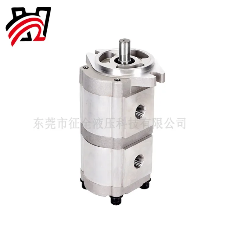 Zhengquan Hydraulic Double Oil Pump HGP 33A Flat Key Installation Diameter 17.46mm Key Shaft, Aluminum Alloy Material