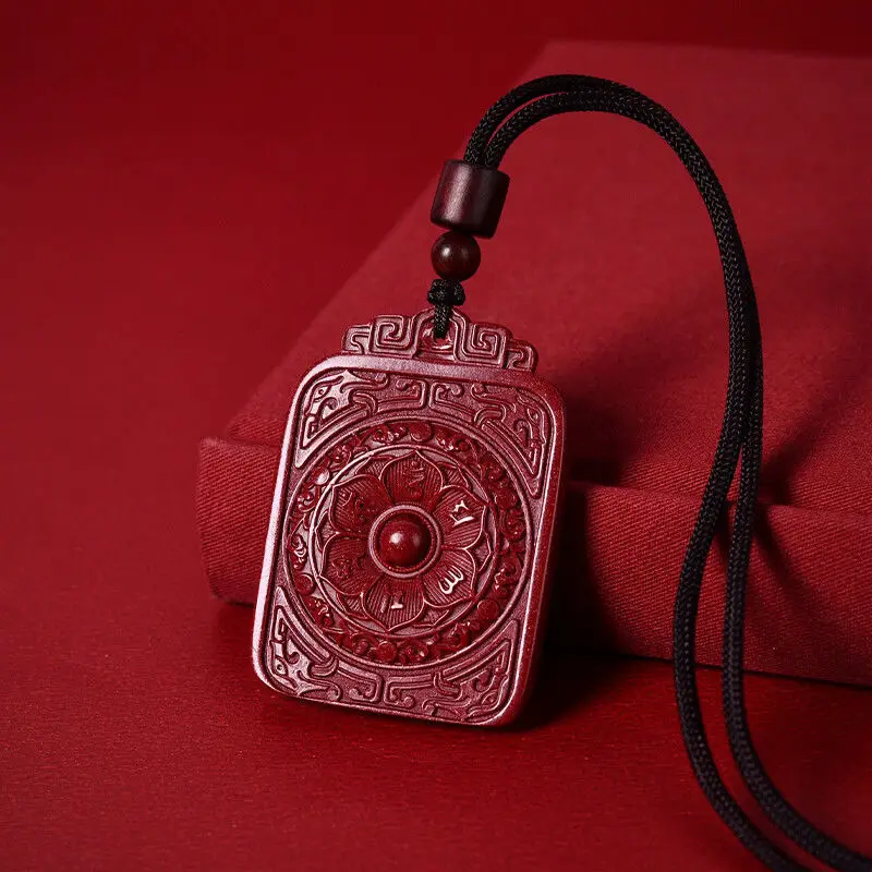 

Six-character cinnabar mantra lotus pendant for men and women high content purple sand protective talisman pendant