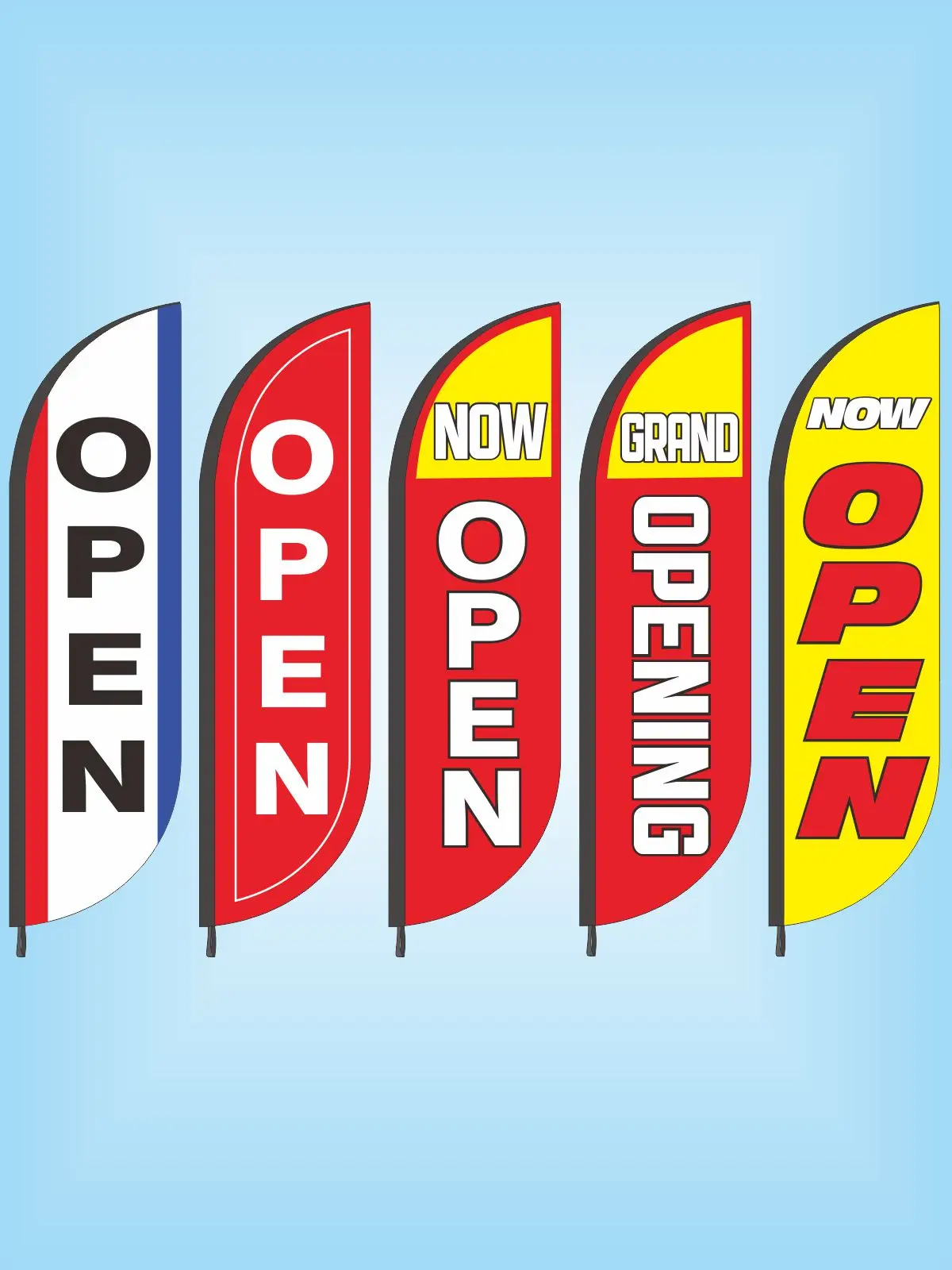 Open Welcome Walk Ins Feather Flag Beach Banner Store Sign Barber Salon Shop Coffee Pizza Car Wash Ouvert Abierto, Flag Only